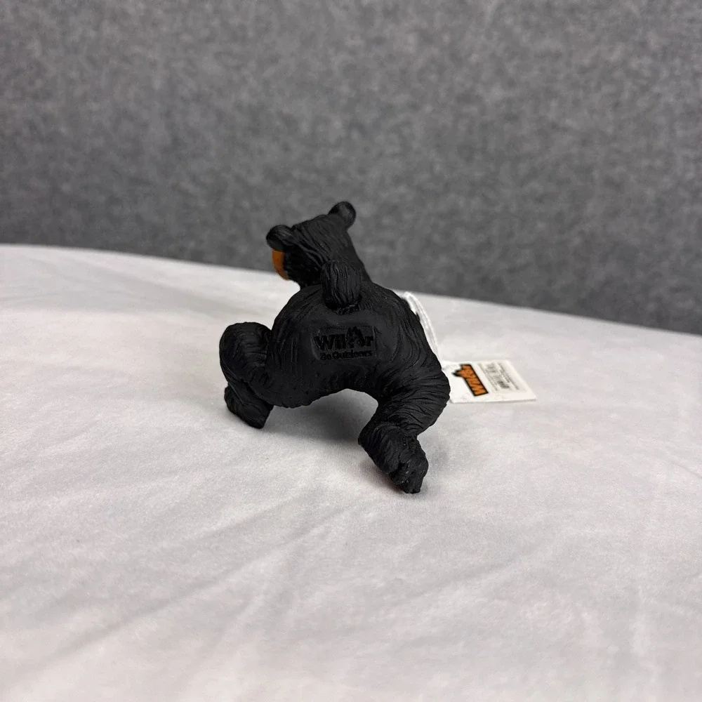 Wilcor Willie Bear Wine Bottle Hanger Figurine Black Resin Cabin Decor GFT3564